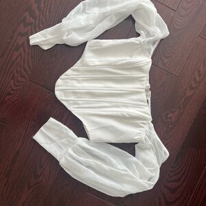 Elegant White Long Sleeve Bodysuit